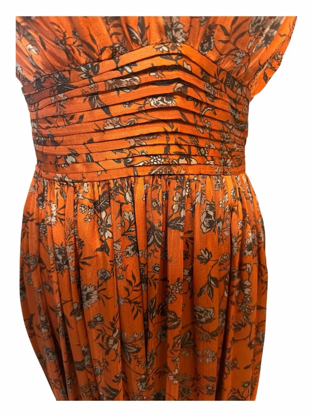 SugarLips NWT Small Rust Orange Floral Maxi Dress Deep V Back Boho Romantic